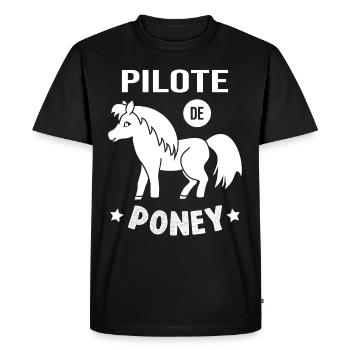 Pilote De Poney Humour Cadeau Équitation Cavalière - T-shirt Premium bio Homme - noir - Devant - Nico (187cm)