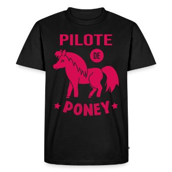 Pilote De Poney Humour Cadeau Équitation Cavalière - T-shirt Premium bio Homme - noir - Devant - Nico (187cm)