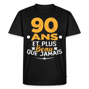 90 Ans et plus beau que jamais - T-shirt Premium bio Homme - noir - Devant - Nico (187cm)