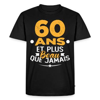 60 Ans et plus beau que jamais - T-shirt Premium bio Homme - noir - Devant - Nico (187cm)