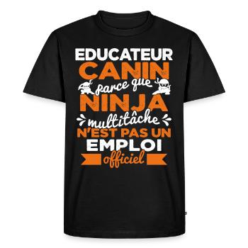 Educateur Canin Drôle Cadeau Ninja Humor - T-shirt Premium bio Homme - noir - Devant - Nico (187cm)