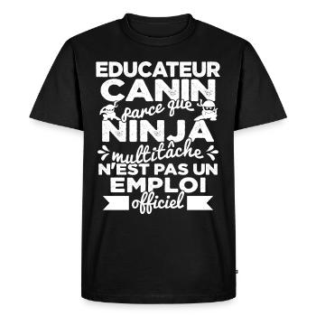 Educateur Canin Drôle Cadeau Ninja Humor - T-shirt Premium bio Homme - noir - Devant - Nico (187cm)