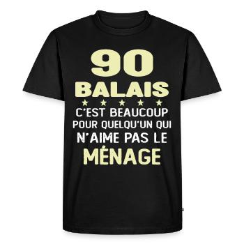 90 balais Drôle Cadeau Anniversaire 90 ans - T-shirt Premium bio Homme - noir - Devant - Nico (187cm)