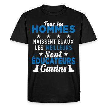 Homme Educateur Canin Chien Chiot Cadeau - T-shirt Premium bio Homme - noir - Devant - Nico (187cm)