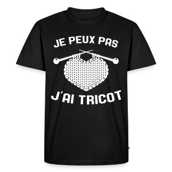 Je Peux Pas J'ai Tricot Rigolo Couture - T-shirt Premium bio Homme - noir - Devant - Nico (187cm)