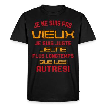 Je ne suis pas vieux je suis juste jeune Humour - T-shirt Premium bio Homme - noir - Devant - Nico (187cm)