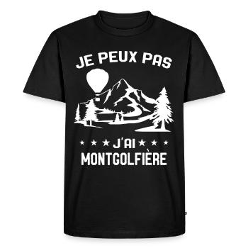 Je peux pas j'ai Montgolfière Humour Montgolfiere - T-shirt Premium bio Homme - noir - Devant - Nico (187cm)