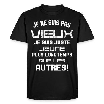 Je ne suis pas vieux je suis juste jeune Humour - T-shirt Premium bio Homme - noir - Devant - Nico (187cm)