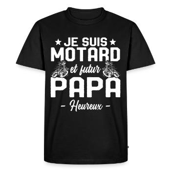 Je suis Motard et Futur Papa Cadeau - T-shirt Premium bio Homme - noir - Devant - Nico (187cm)