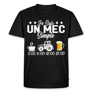 Je Suis Un Mec Simple Cafe Tracteur l'apéro - T-shirt Premium bio Homme - noir - Devant - Nico (187cm)