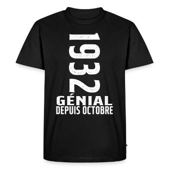 Génial(e) Depuis Octobre 1932 - T-shirt Premium bio Homme - noir - Devant - Nico (187cm)