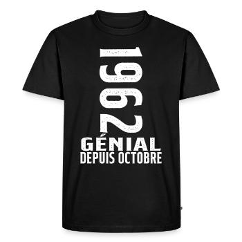 Génial(e) Depuis Octobre 1962 - T-shirt Premium bio Homme - noir - Devant - Nico (187cm)