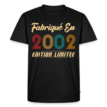 Fabriqué en 2002 Cadeau D’anniversaire - T-shirt Premium bio Homme - noir - Devant - Nico (187cm)