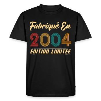 Fabriqué en 2004 Cadeau D’anniversaire - T-shirt Premium bio Homme - noir - Devant - Nico (187cm)