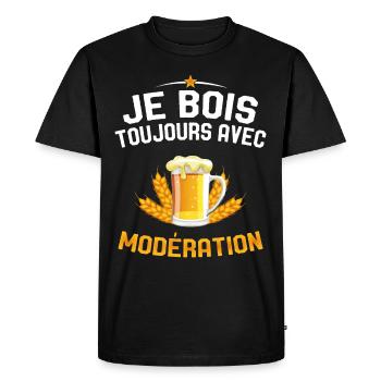 Je Bois Toujours Avec Modération Humour Apéro - T-shirt Premium bio Homme - noir - Devant - Nico (187cm)