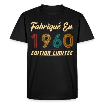 Fabriqué en 1960 Édition limitée Cadeau - T-shirt Premium bio Homme - noir - Devant - Nico (187cm)