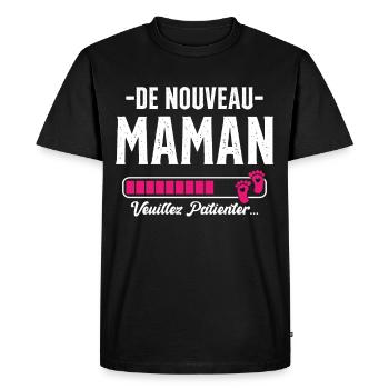 Femme Maman Cadeau Nouvelle Naissance Future - T-shirt Premium bio Homme - noir - Devant - Nico (187cm)