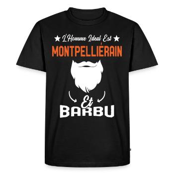 L'homme idéal est Montpelliérain et Barbu Humour - T-shirt Premium bio Homme - noir - Devant - Nico (187cm)