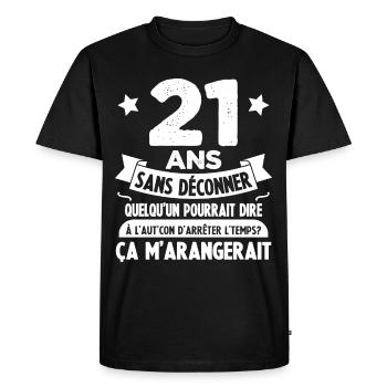 21 ans anniversaire 21 anniversaire cadeau 21 ans - T-shirt Premium bio Homme - noir - Devant - Nico (187cm)