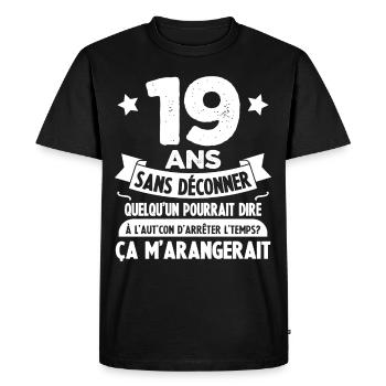 19 ans anniversaire 19 anniversaire cadeau 19 ans - T-shirt Premium bio Homme - noir - Devant - Nico (187cm)