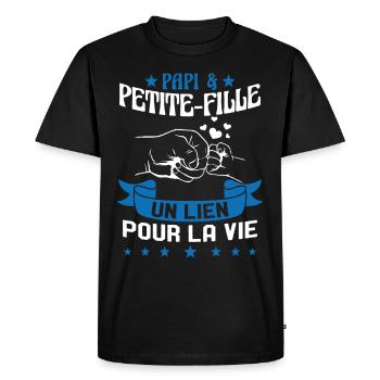 Papi & Petite Fille Grand Père Papy Cadeau - T-shirt Premium bio Homme - noir - Devant - Nico (187cm)