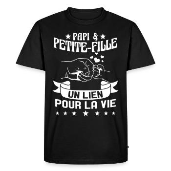 Papi & Petite Fille Grand Père Papy Cadeau - T-shirt Premium bio Homme - noir - Devant - Nico (187cm)