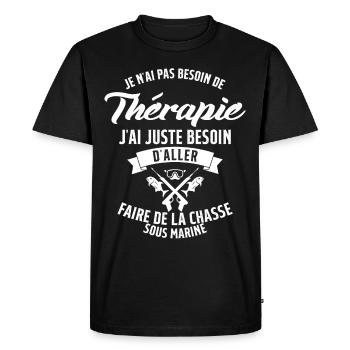 Pêche Sous Marine en Plongée Chasse Sous Marine - T-shirt Premium bio Homme - noir - Devant - Nico (187cm)