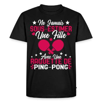 Une fille et joueur de ping pong Cadeau Humour - T-shirt Premium bio Homme - noir - Devant - Nico (187cm)