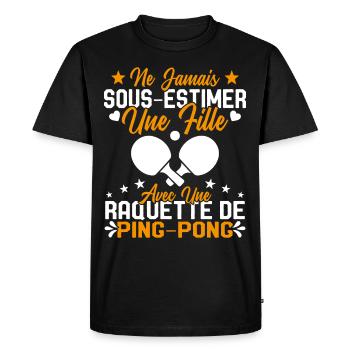 Une fille et joueur de ping pong Cadeau Humour - T-shirt Premium bio Homme - noir - Devant - Nico (187cm)