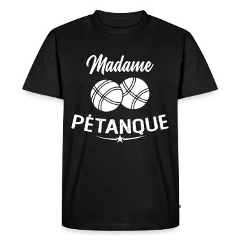 Madame Pétanque Humour Cadeau - T-shirt Premium bio Homme - noir - Devant - Nico (187cm)