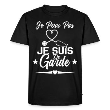 Je Peux Pas Je Suis De Garde Drôle Infirmier - T-shirt Premium bio Homme - noir - Devant - Nico (187cm)