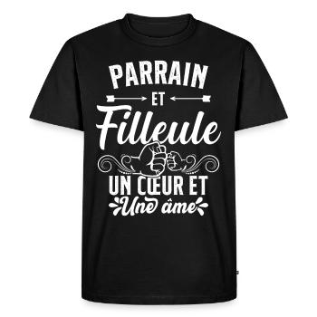 Parrain et Filleule Oncle Familie Humour Cadeau - T-shirt Premium bio Homme - noir - Devant - Nico (187cm)
