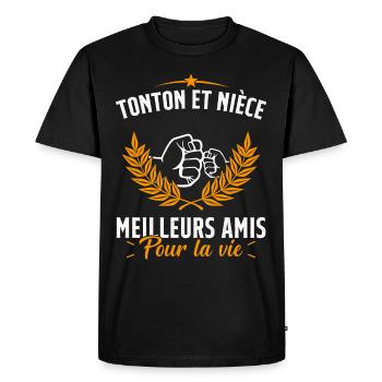 Tonton et Nièce Meilleurs amis pour la vie Cadeau - T-shirt Premium bio Homme - noir - Devant - Nico (187cm)