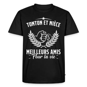 Tonton et Nièce Meilleurs amis pour la vie Cadeau - T-shirt Premium bio Homme - noir - Devant - Nico (187cm)