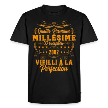 Millésime 2002 Cadeau D'anniversaire Vintage 2002 - T-shirt Premium bio Homme - noir - Devant - Nico (187cm)