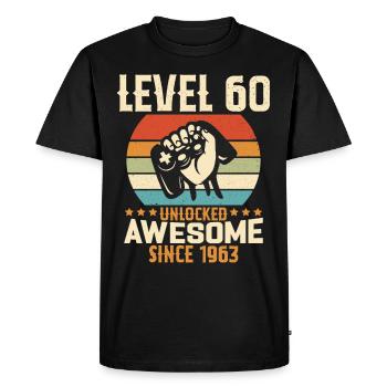 Niveau 60 An Débloqué Gaming Cadeau Anniversaire - T-shirt Premium bio Homme - noir - Devant - Nico (187cm)