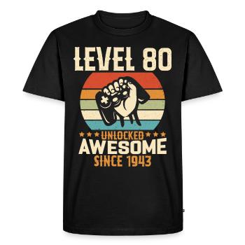Level 80 Year Unlock Gaming Birthday Gift - Men's Premium Organic T-Shirt - black - Front - Nico (187cm)