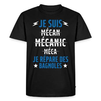 Je suis un Super Mecanicien - idée cadeau - T-shirt Premium bio Homme - noir - Devant - Nico (187cm)