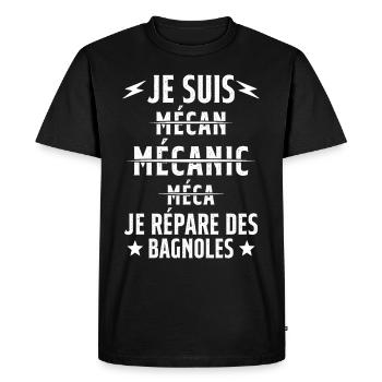 Je suis un Super Mecanicien - idée cadeau - T-shirt Premium bio Homme - noir - Devant - Nico (187cm)