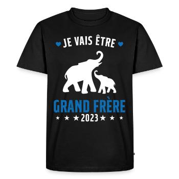 Je Vais Être Grand Frère en 2023 - T-shirt Premium bio Homme - noir - Devant - Nico (187cm)