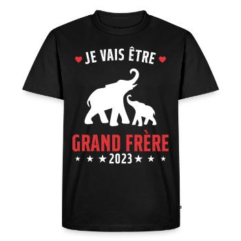 Je Vais Être Grand Frère en 2023 - T-shirt Premium bio Homme - noir - Devant - Nico (187cm)