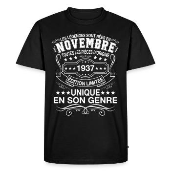 Les Légendes Sont Nées En Novembre 1937 Cadeau - T-shirt Premium bio Homme - noir - Devant - Nico (187cm)