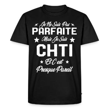 Je ne Suis pas Parfaite Mais je suis Chti Cadeau - T-shirt Premium bio Homme - noir - Devant - Nico (187cm)