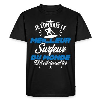 Humour Surf Homme Meilleur Surfeur Du monde - T-shirt Premium bio Homme - noir - Devant - Nico (187cm)