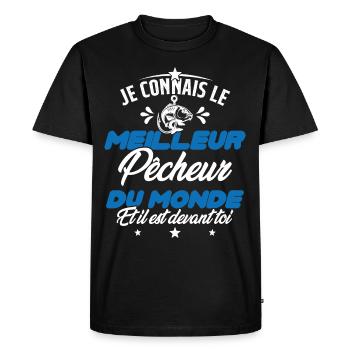 Meilleur Pecheur Humour Pêche Truite Drôle - T-shirt Premium bio Homme - noir - Devant - Nico (187cm)