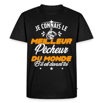 Meilleur Pecheur Humour Pêche Truite Drôle - T-shirt Premium bio Homme - noir - Devant - Nico (187cm)