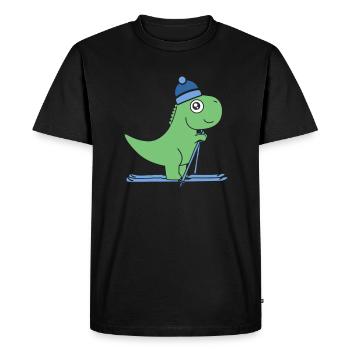 Ski T-Rex Ski Dino Hiver Montagnes Alpes Piste Ski - T-shirt Premium bio Homme - noir - Devant - Nico (187cm)