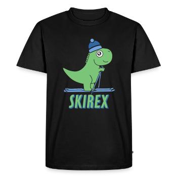 Ski T-Rex Ski Dino Hiver Montagnes Alpes Piste Ski - T-shirt Premium bio Homme - noir - Devant - Nico (187cm)