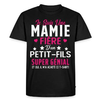 Je Suis Une Mamie Fière D'un Petit Fils Cadeau - T-shirt Premium bio Homme - noir - Devant - Nico (187cm)