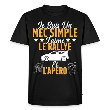 Mec Simple Rallye Apero Humour Rallye Automobile - T-shirt Premium bio Homme - noir - Devant - Nico (187cm)